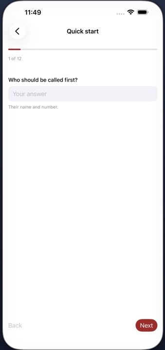 The twelve-question quick start, asking one plain question at a time